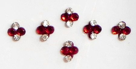 Red and White Stone Studded Bindis