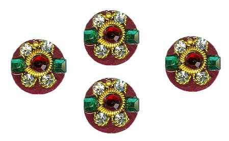 Maroon Felt Bindis with Green and White Stone