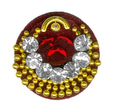 White Stone Studded Red with Golden Round Bindi