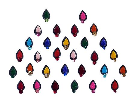 30 Small Bindis with Multicolor Stone