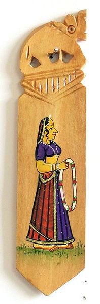 Book Mark with Painted Rajput Lady Holding Garland