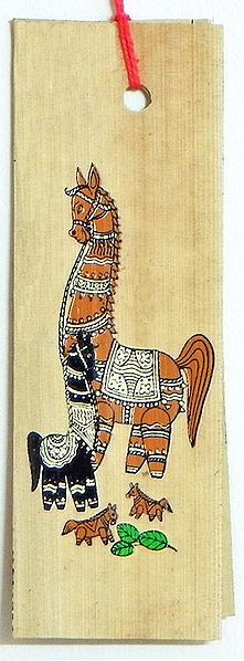 Horses - Patachitra on Palm Leaf Bookmark