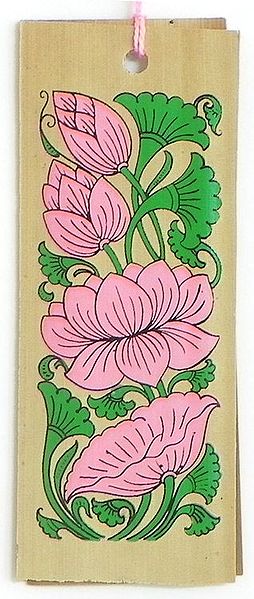 Lotus ( Bookmark) - Patachitra on Palm Leaf