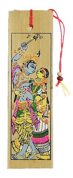 Radha Krishna ( Bookmark) - Patachitra on Palm Leaf