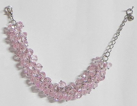 Pink Crystal Bead Tennis Bracelet