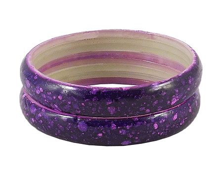 A Pair of Purple Marble Print Acrylic Bangles