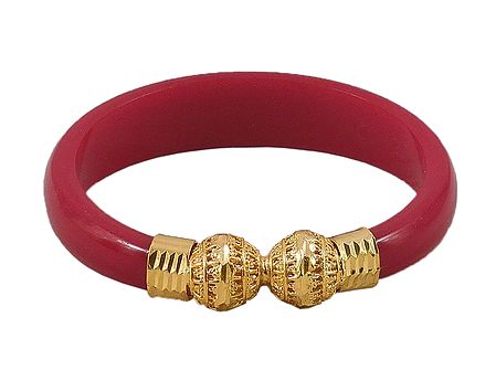 Gold Plated Acrylic Red Bangle