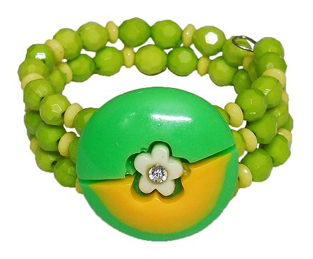 Green and Yellow Beaded Adjustable Bracelet