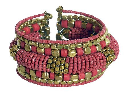 Metal and Synthetic Bead Cuff Bracelet