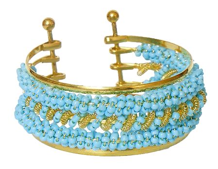 Light Blue Beaded Cuff Bracelet