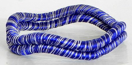 Blue with White Thread Bangles
