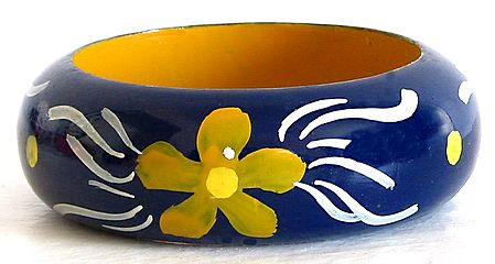 Blue with Yellow and White Painted Bracelet