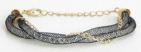 Crystal Beaded Metal Charm Bracelet