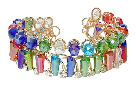 Multicolor Acrylic Crystal Bead Cuff Bracelet