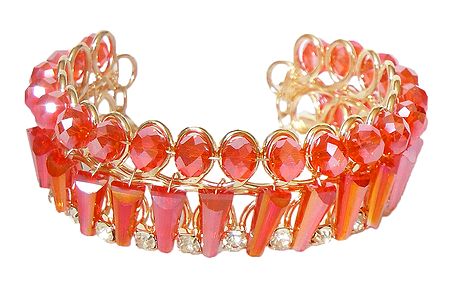 Saffron Acrylic Crystal Bead Cuff Bracelet