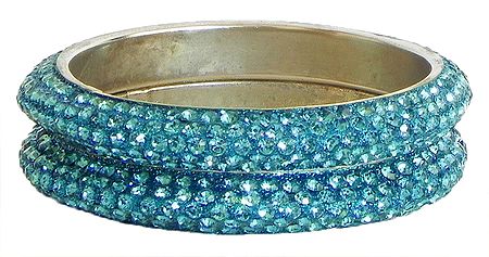 Pair of Cyan Stone Studded Bangles