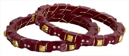 Gold Plated Red Bangles