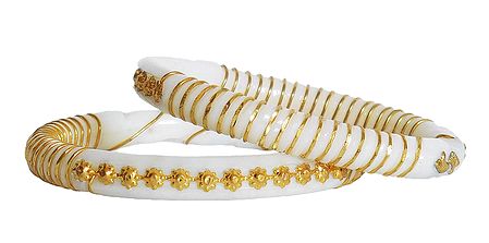 Pair of Gold Plated White Bangles