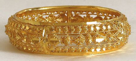 Gold Plated Bracelet with Intricate Carving