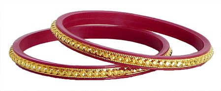 Pair of Gold Plated Red Pola
