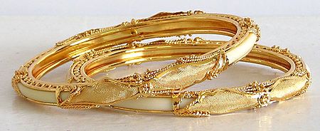 Gold Plated White Bangles