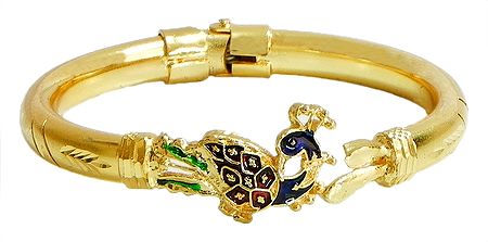 Hinge Bracelet with Peacock Design