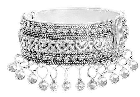Metal Hinged Bracelet with Metal Beads
