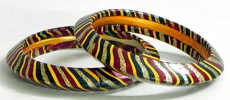 Pair of Hand Painted Multicolor Lac Bangles