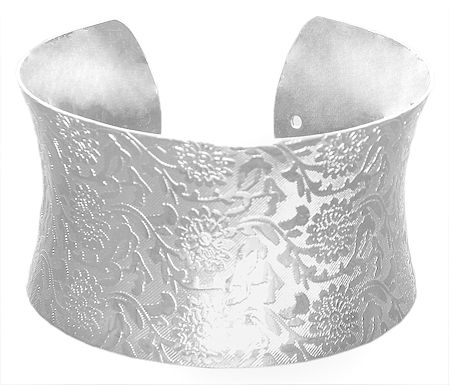 White Carved Metal Cuff Bracelet