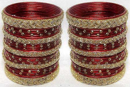 Red and Golden Bridal Churis  (Set of 2)