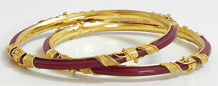 Gold Plated Red Bangles