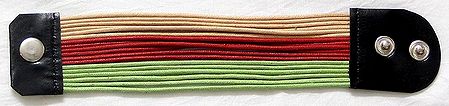 Red, Green and Peach Corded Wristband