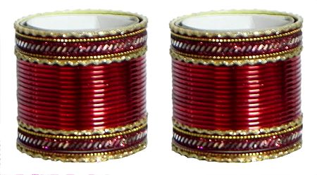 Two Sets of Red and Golden Glitter Bangles