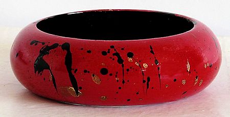 Red with Black and Green Painted Bangle Bracelet