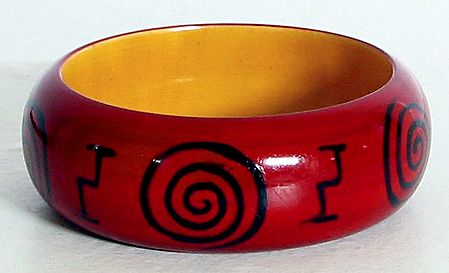 Red with Black Painted Bangle Bracelet