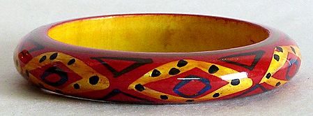 Red with Yellow and Blue Painted Bangle Bracelet