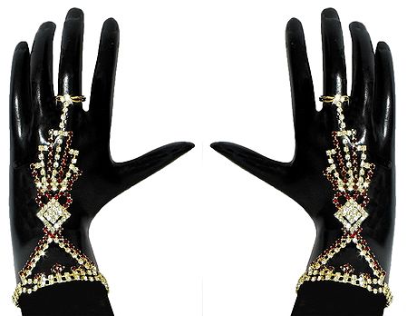 Pair of White and Maroon Stone Studded Ratanchur