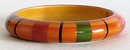 Saffron with Yellow and Green Painted Bangle Bracelet