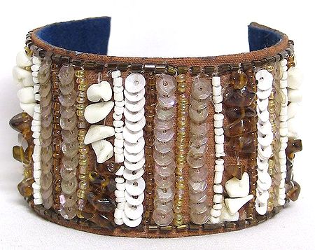 Sequined Brown and White Bracelet