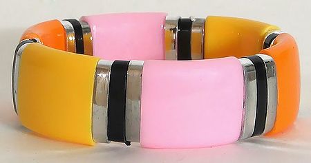 Spring - Yellow, Saffron and  Pink Stretch Bracelet