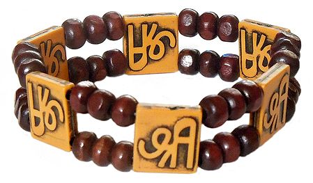 Maroon Wooden Bead Sri Stretch Bracelet