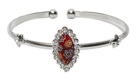 Red Stone Metal Cuff Bracelet