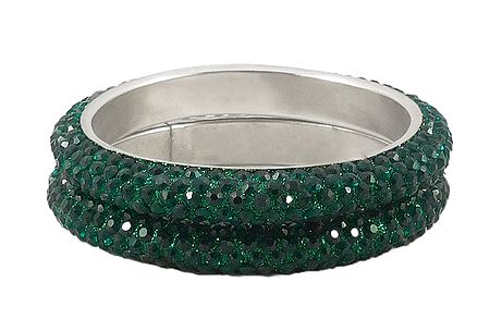 A Pair of Cyan Green Stone Studded Bangles