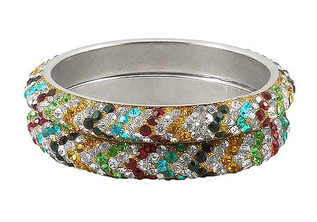 A Pair of Multicolor Stone Studded Bangles