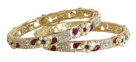 Stone and Pearl Studded Bangles