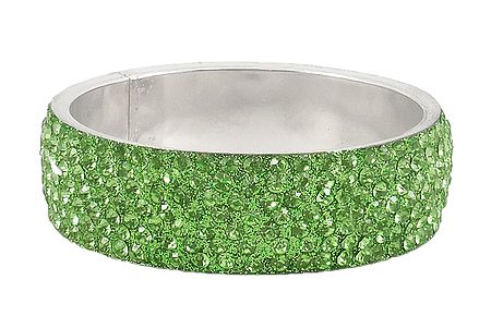 Light Green Stone Studded Metal Bracelet