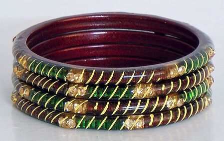Four Red with Green Bangles