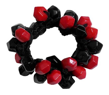 Black and Red Acrylic Beaded Stretch Bracelet