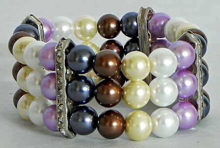 Multicolor Bead and Stone Studded Stretch Bracelet