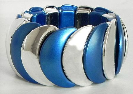 Blue and White Stretchable Link Bracelet